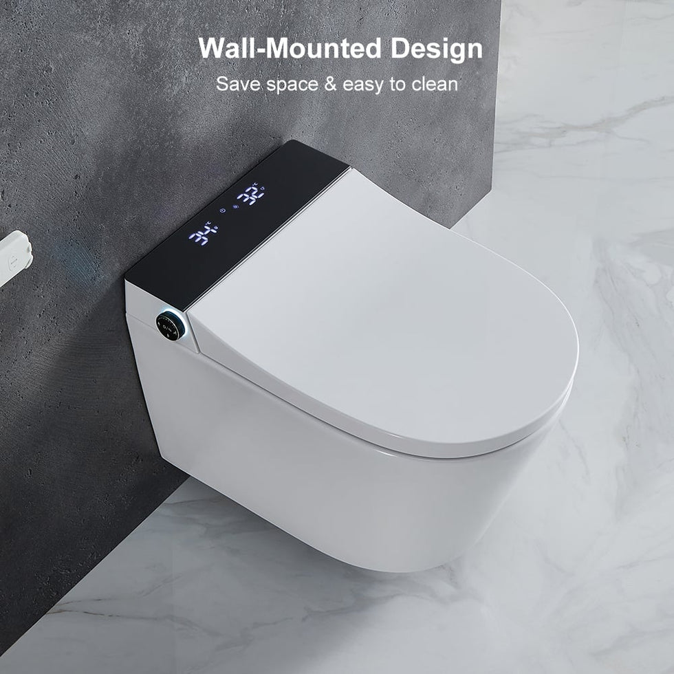 HMR - Automatic Wall-Mounted Smart Bidet Toilet with In-Wall Tank