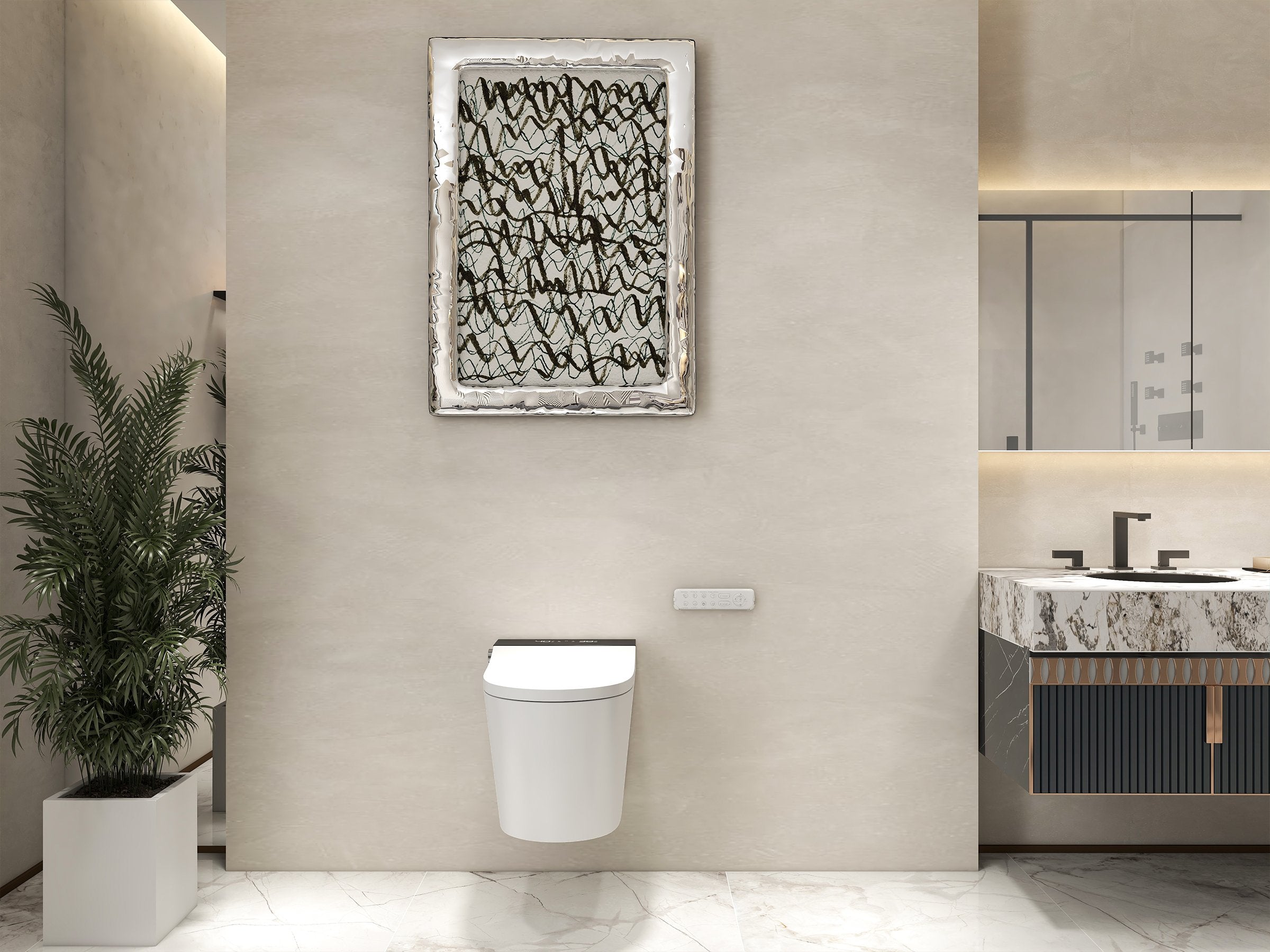 HMR - Automatic Wall-Mounted Smart Bidet Toilet with In-Wall Tank