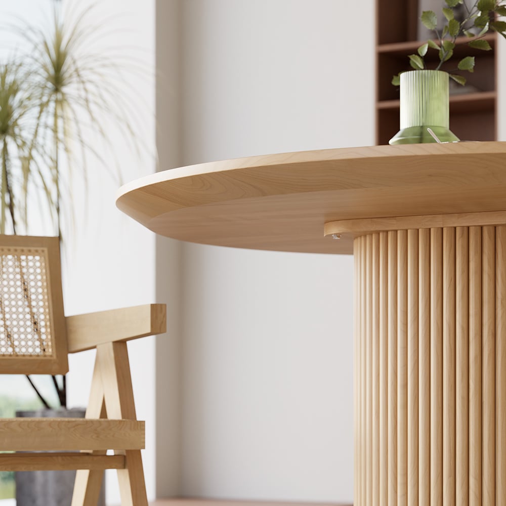 HMR - Japandi Style Round Wood Dining Table