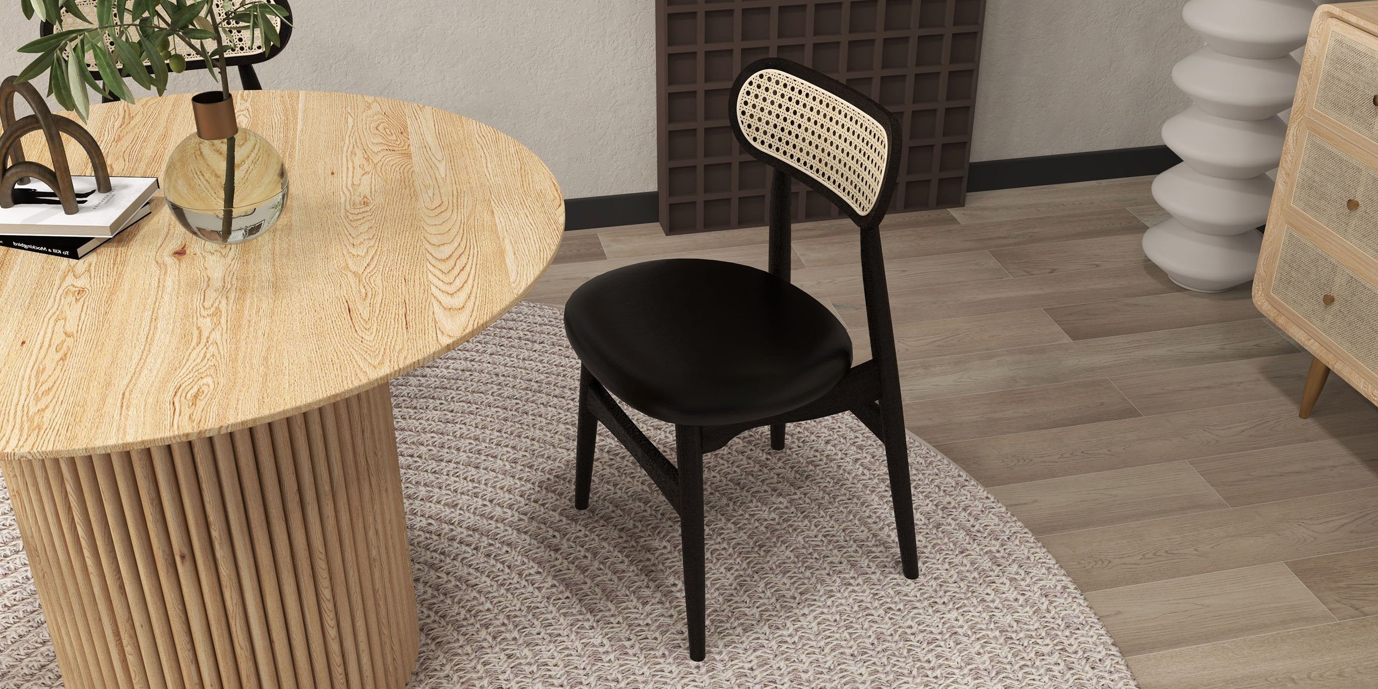 HMR - Japandi Style Round Wood Dining Table