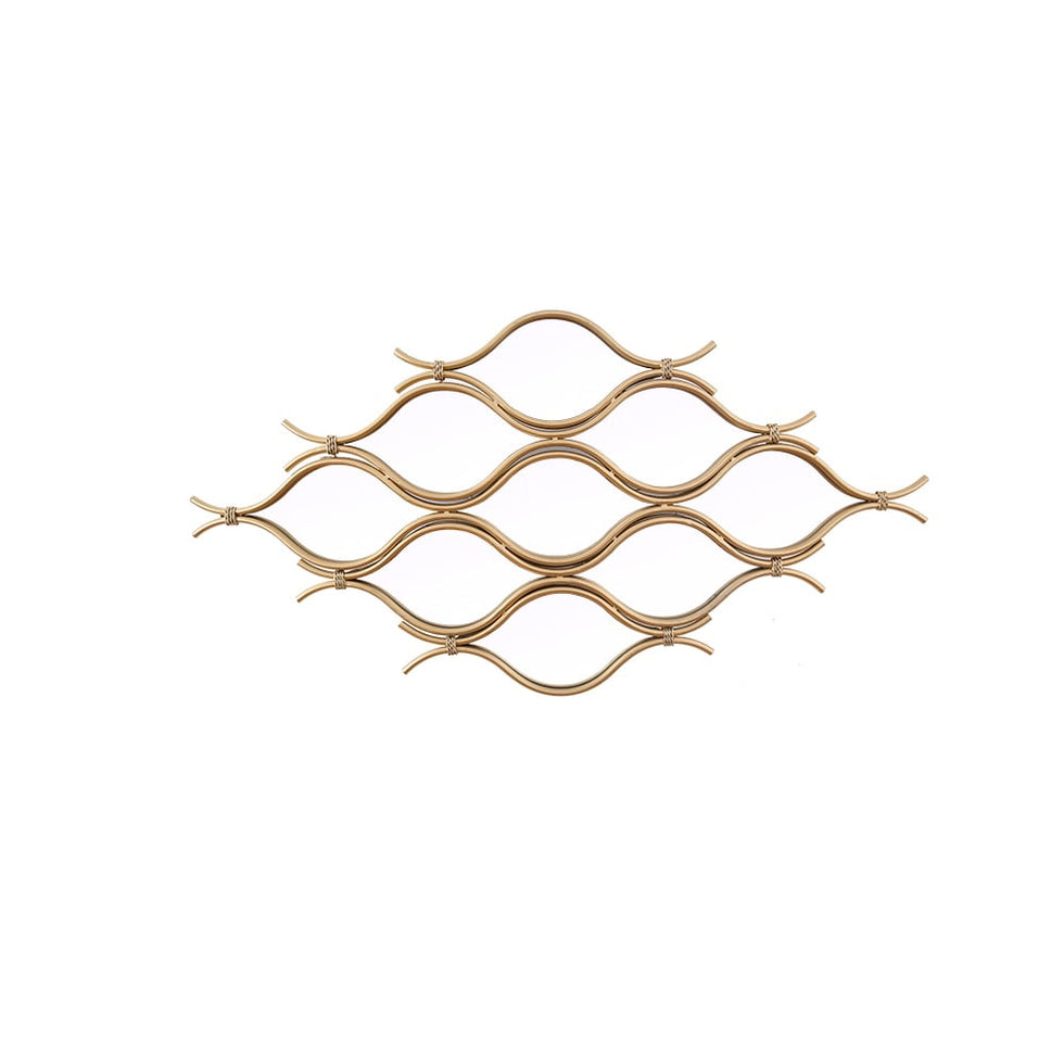 HMR - 39.4" Glam Irregular Geometric Gold Metal Abstract Wall Mirror for Entryway
