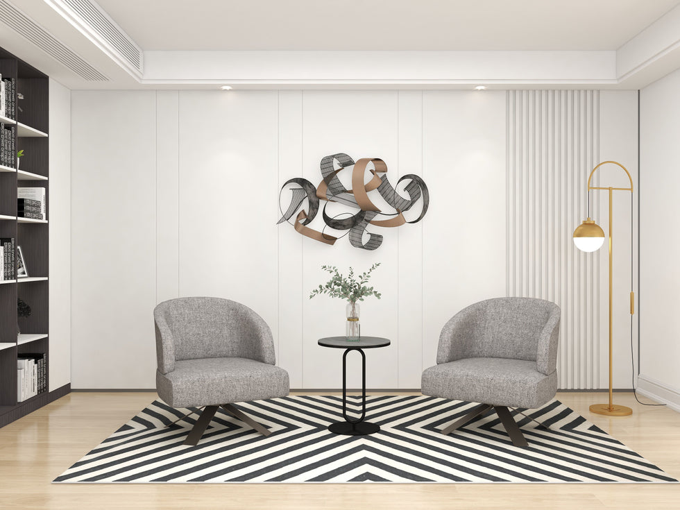 HMR - 47.2" Large Modern 3D Metal Wall Decor Abstract Geometric Overlapping Art Living Room