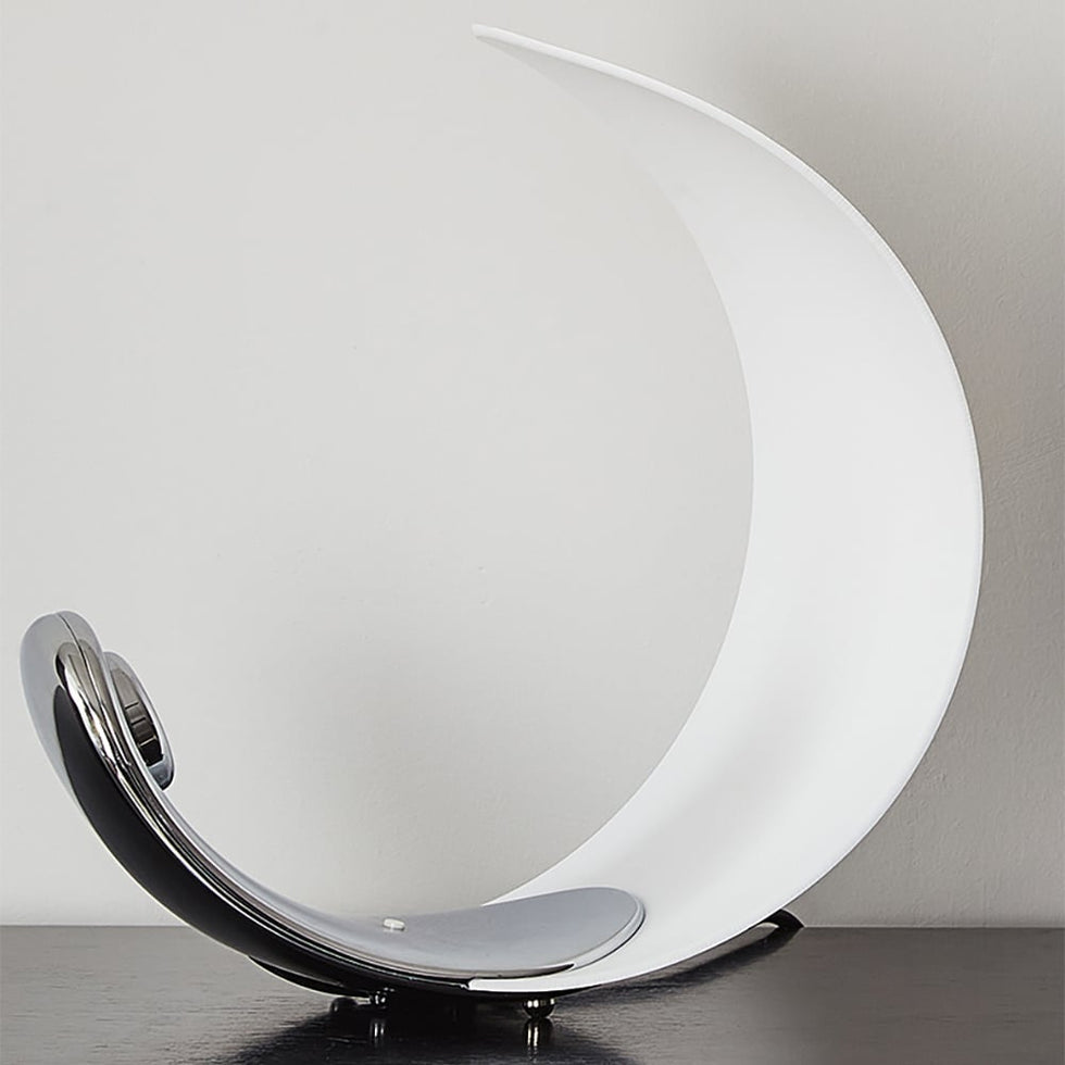 HMR - White Half-Moon Warm Light Table Lamp with Adjustable Brightness Metal Desk Lamp