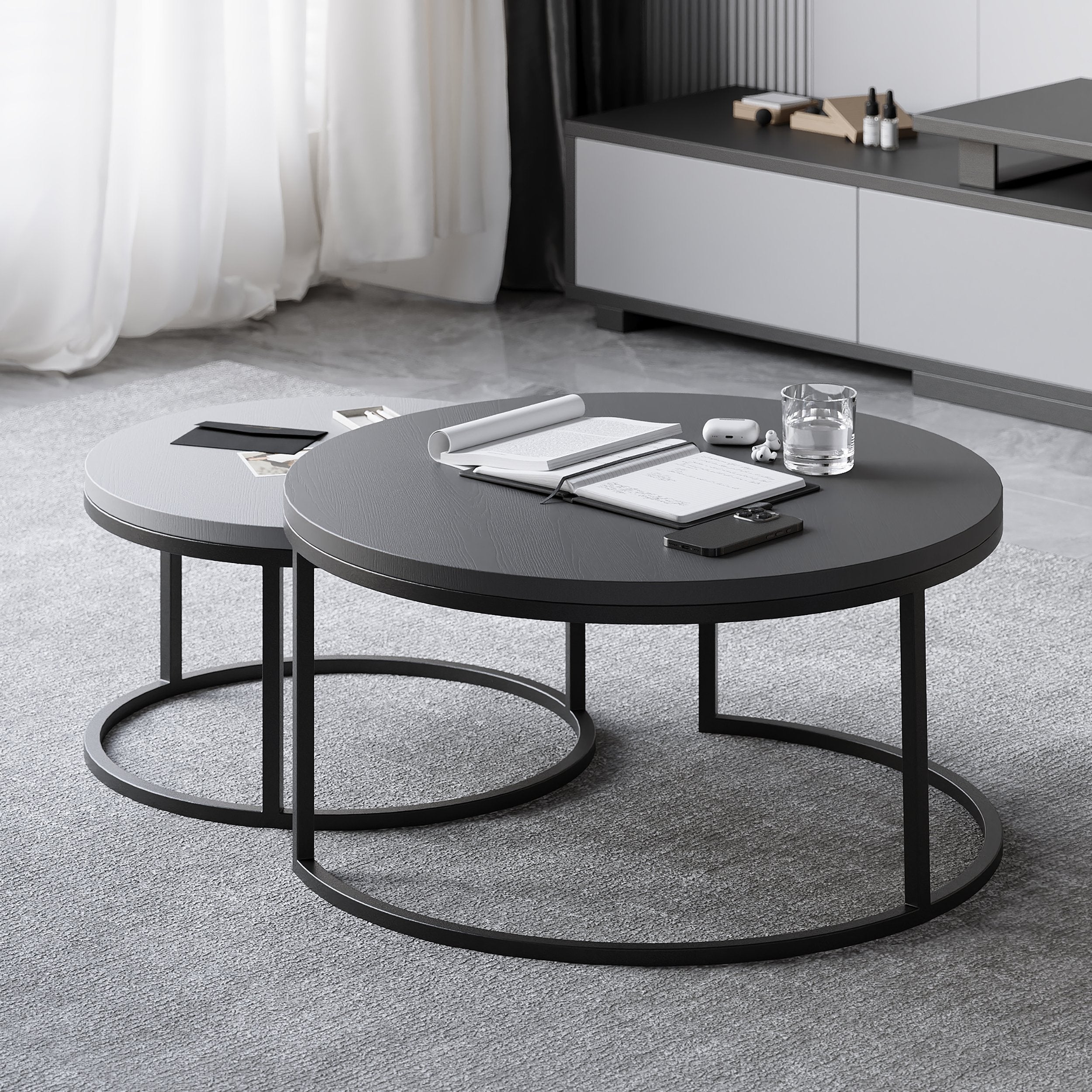 HMR - Fero Round Nesting Coffee Table Set (24"-32")