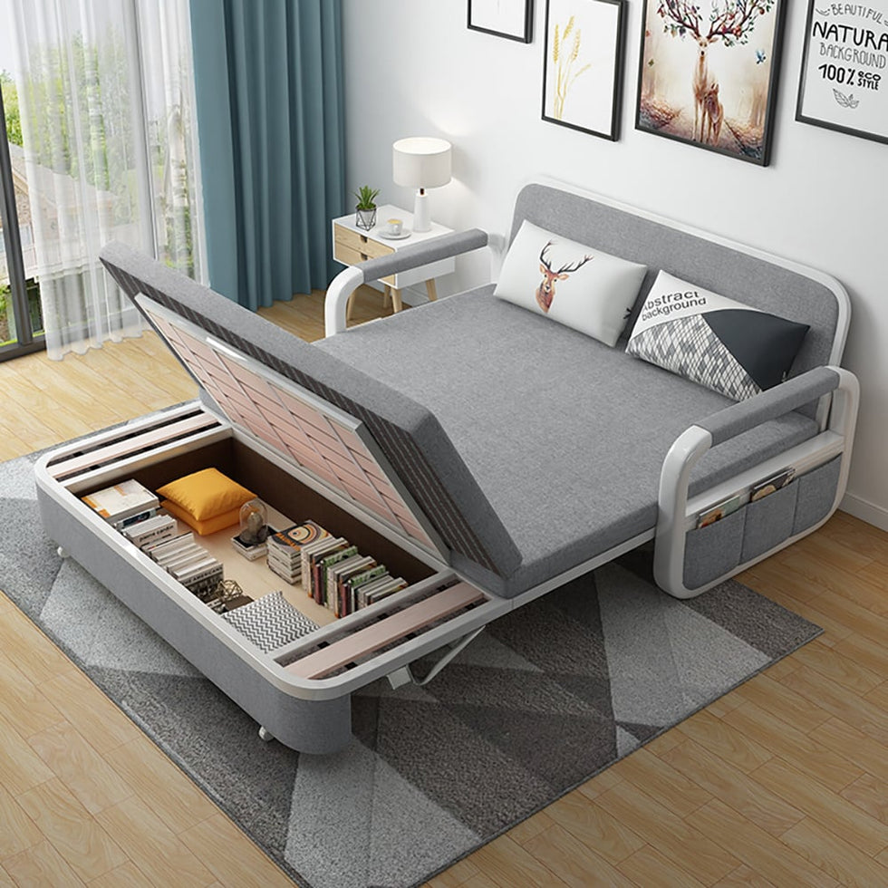 HMR - 62" Queen 2-Seater Linen Convertible Sleeper Sofa