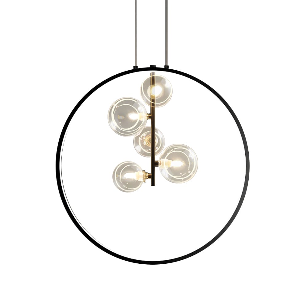 HMR - Bubi Black Pendant Light Minimalist Glass Globe LED Light for Dining Room