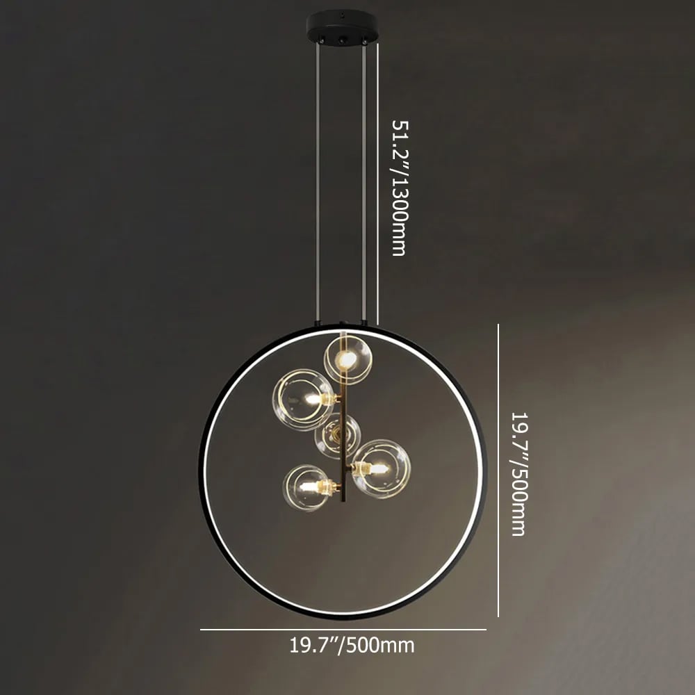 HMR - Bubi Black Pendant Light Minimalist Glass Globe LED Light for Dining Room