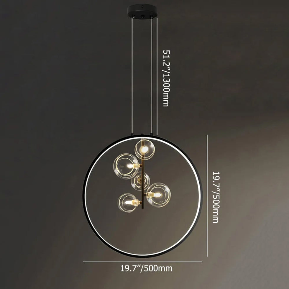 HMR - Bubi Black Pendant Light Minimalist Glass Globe LED Light for Dining Room