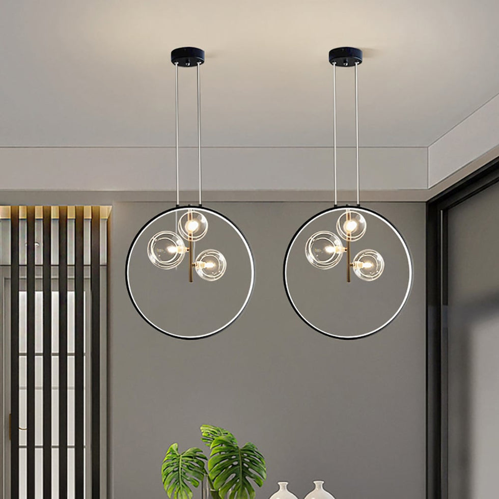 HMR - Bubi Black Pendant Light Minimalist Glass Globe LED Light for Dining Room