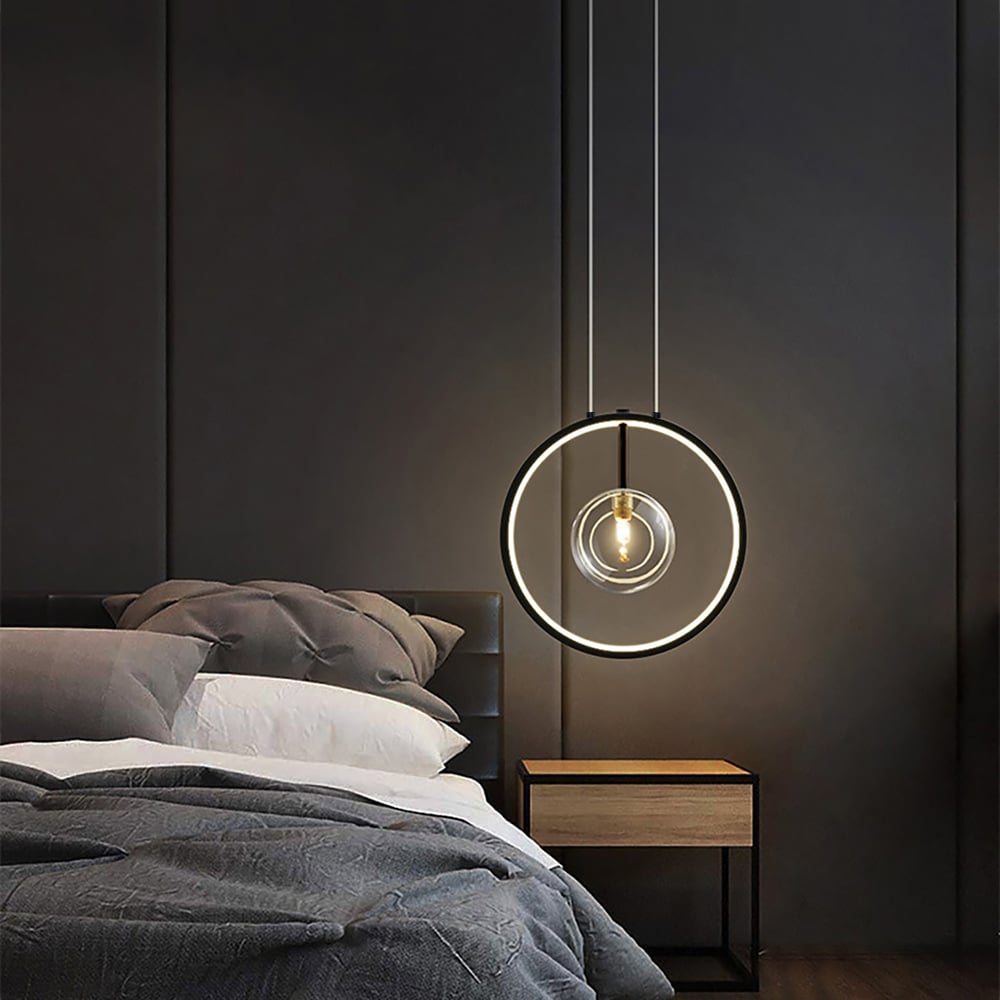 HMR - Bubi Black Pendant Light Minimalist Glass Globe LED Light for Dining Room