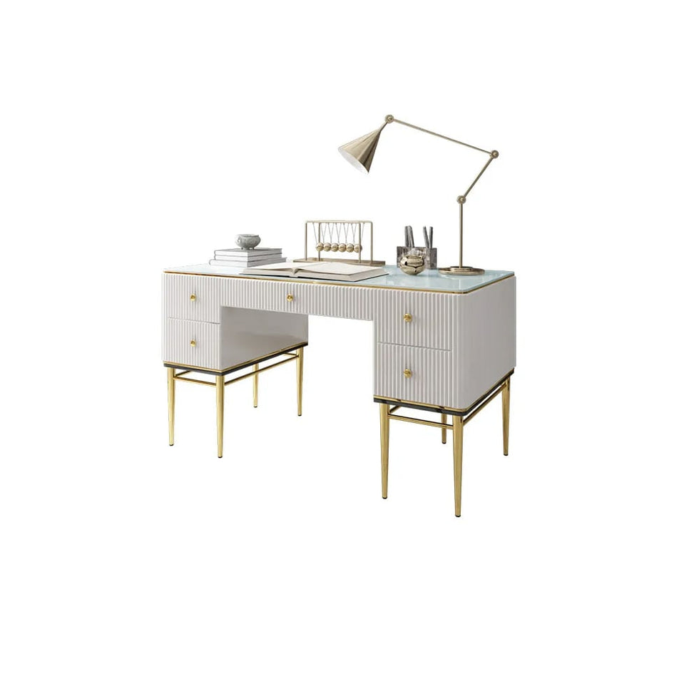 HMR - 55.1" Executive Office Desk with Drawers White Home & Office Furniture