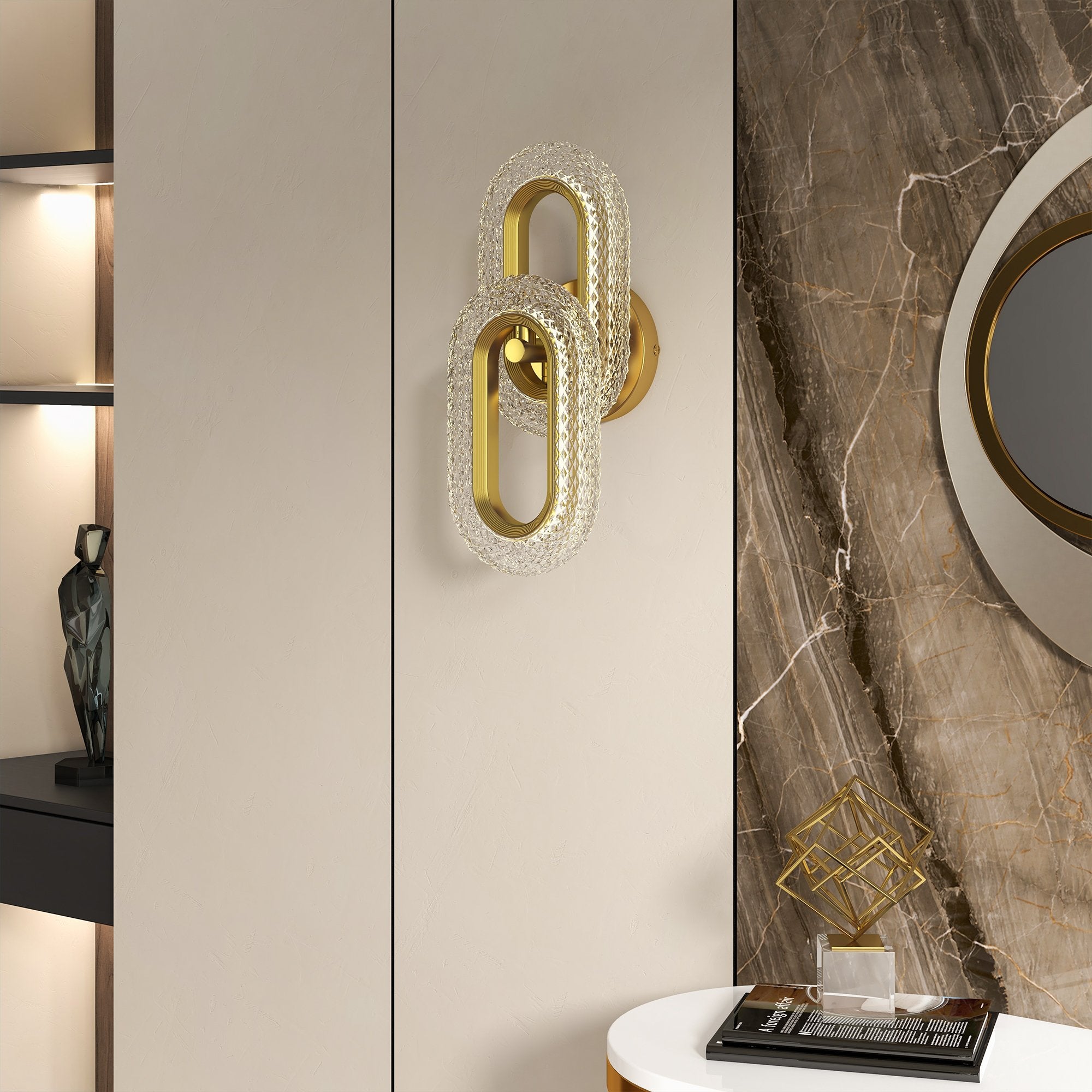 HMR - Ovated Brass Wall Sconce Art Deco LED Wall Lighting Ring Wall Lamp