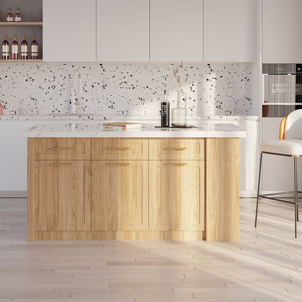 HMR - 72" Modern Style Laminate Kitchen Islands with Multi-Storage