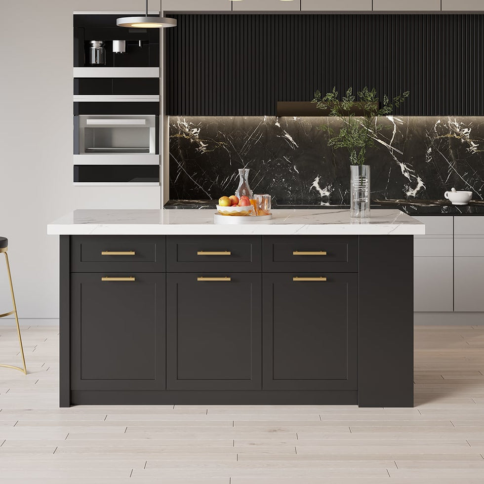 HMR - 72" Modern Style Laminate Kitchen Islands with Multi-Storage