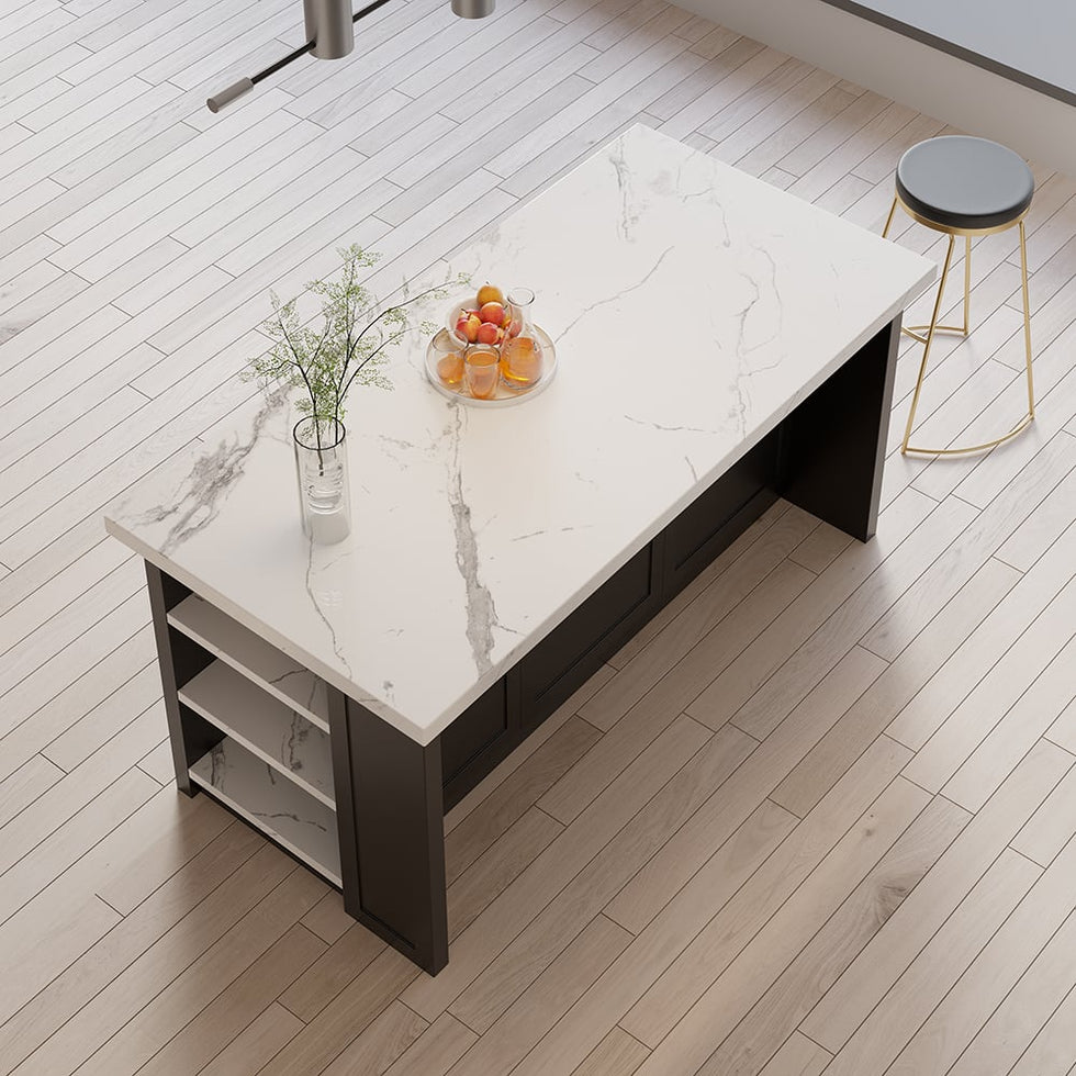 HMR - 72" Modern Style Laminate Kitchen Islands with Multi-Storage
