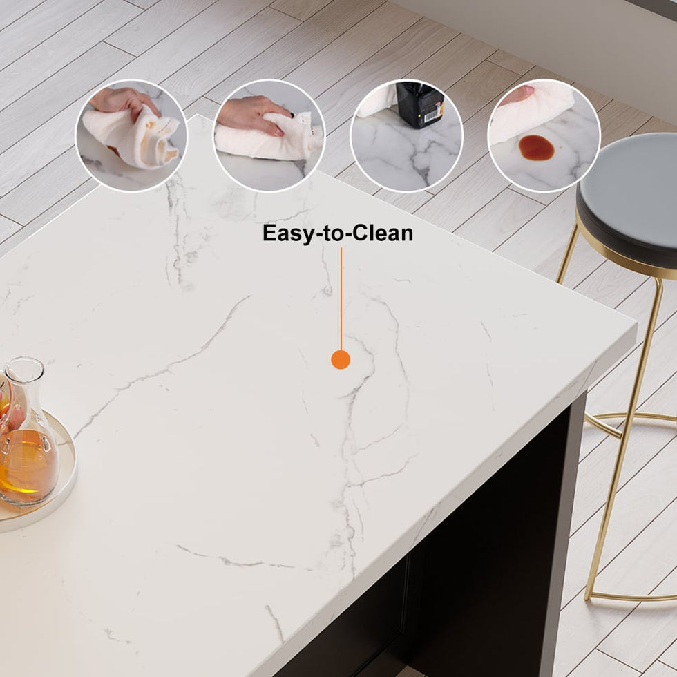 HMR - 72" Modern Style Laminate Kitchen Islands with Multi-Storage