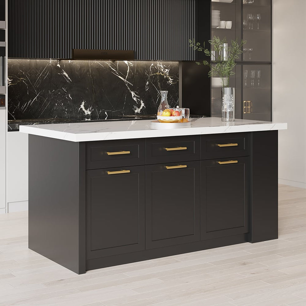 HMR - 72" Modern Style Laminate Kitchen Islands with Multi-Storage