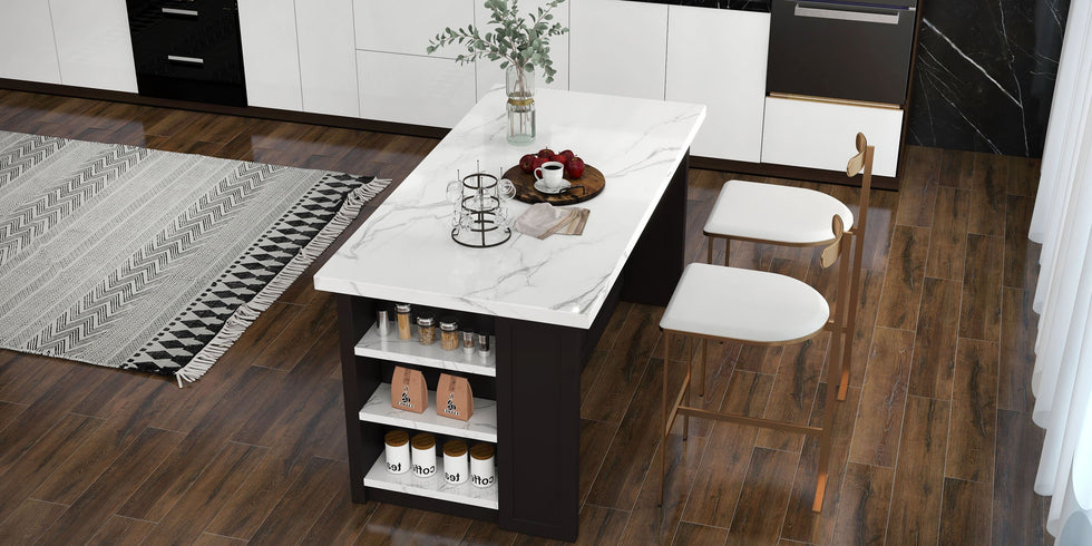 HMR - 72" Modern Style Laminate Kitchen Islands with Multi-Storage
