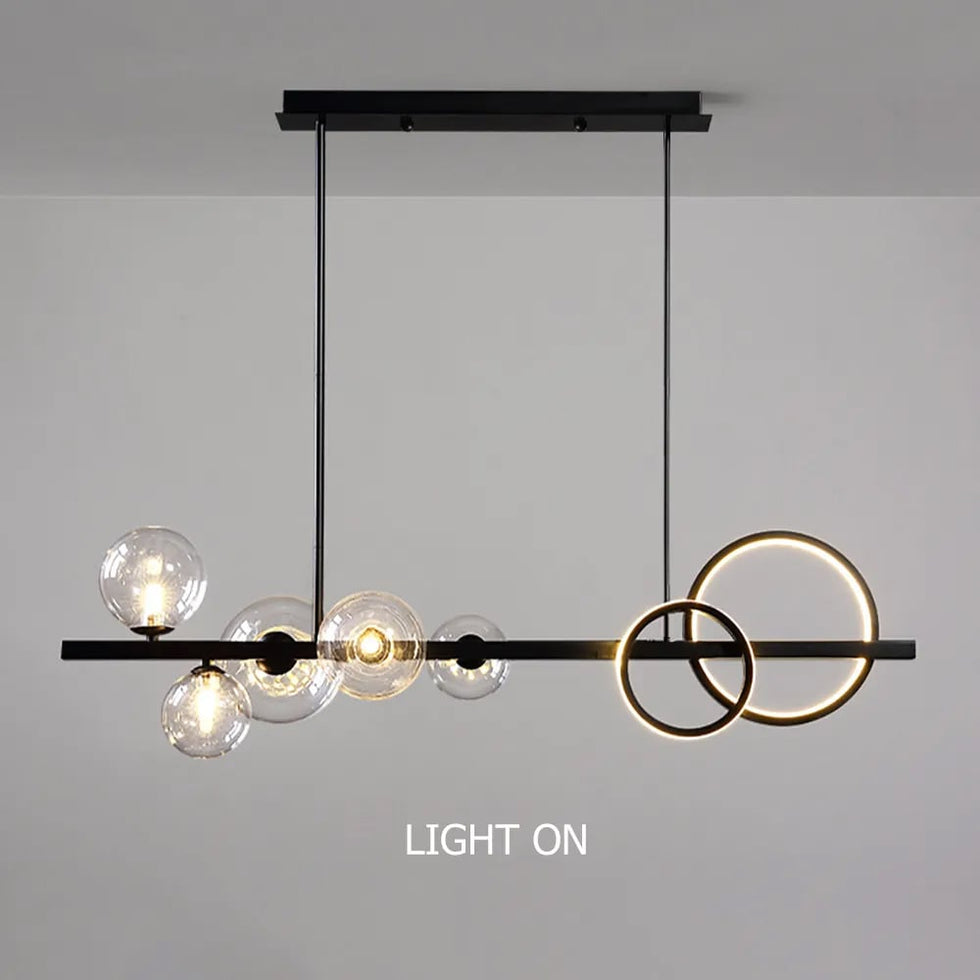 HMR - Bubi Minimalist 5-Light Glass Globe Shade Sputnik Kitchen Island Light Globe Light Black