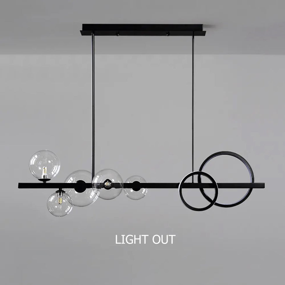 HMR - Bubi Minimalist 5-Light Glass Globe Shade Sputnik Kitchen Island Light Globe Light Black