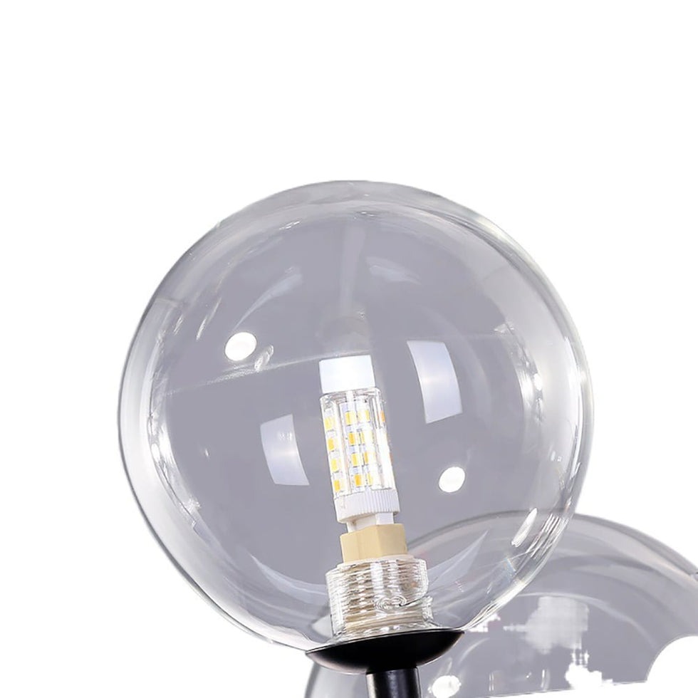 HMR - Bubi Minimalist 5-Light Glass Globe Shade Sputnik Kitchen Island Light Globe Light Black