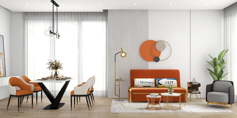 HMR - Bubi Minimalist 5-Light Glass Globe Shade Sputnik Kitchen Island Light Globe Light Black
