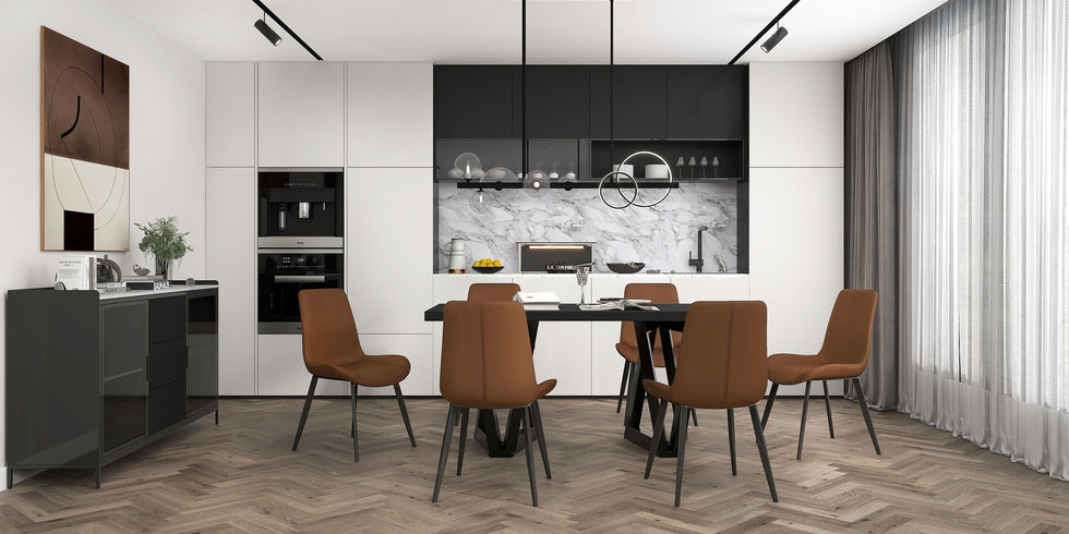 HMR - Bubi Minimalist 5-Light Glass Globe Shade Sputnik Kitchen Island Light Globe Light Black