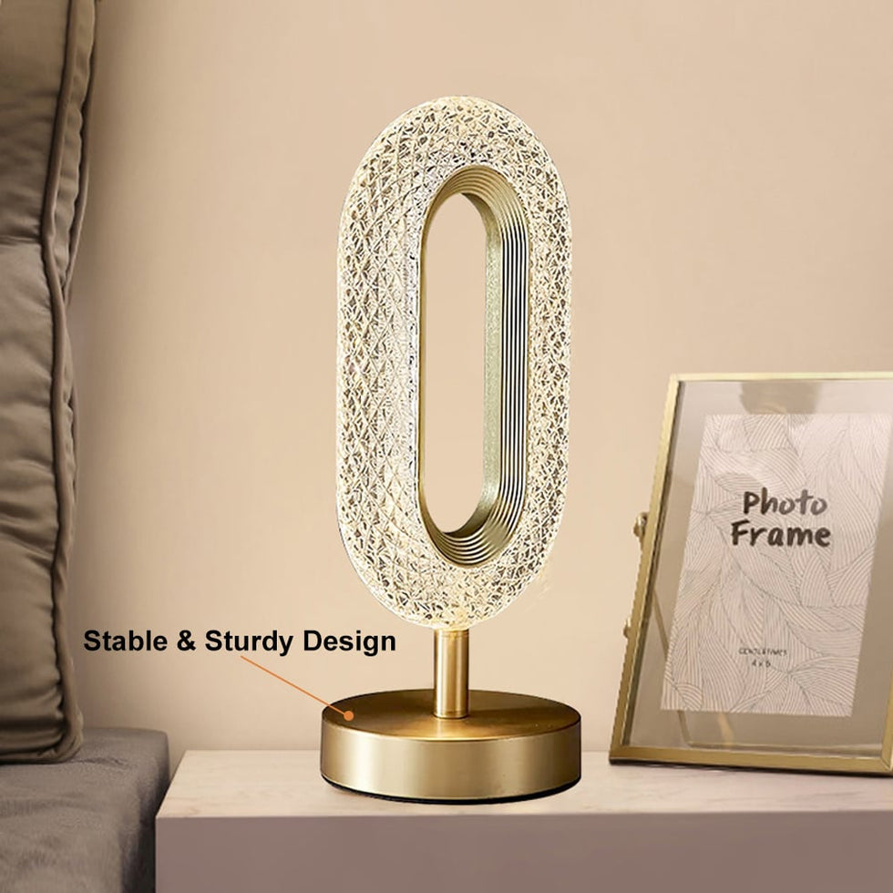 HMR - Ovated Modern LED Table Lamp Plug in Desk Lamps for Living Room Ring Shape in Gold
