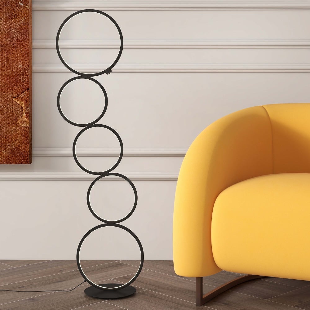 HMR - Multi-Head Integrated LED Floor Lamp 5-Ring Geometric Standing Light