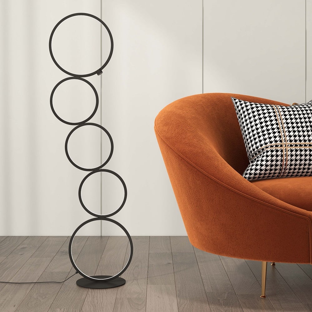 HMR - Multi-Head Integrated LED Floor Lamp 5-Ring Geometric Standing Light