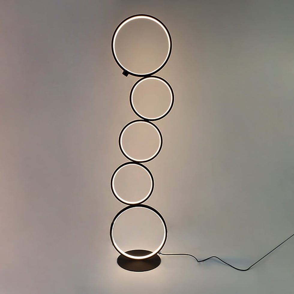 HMR - Multi-Head Integrated LED Floor Lamp 5-Ring Geometric Standing Light