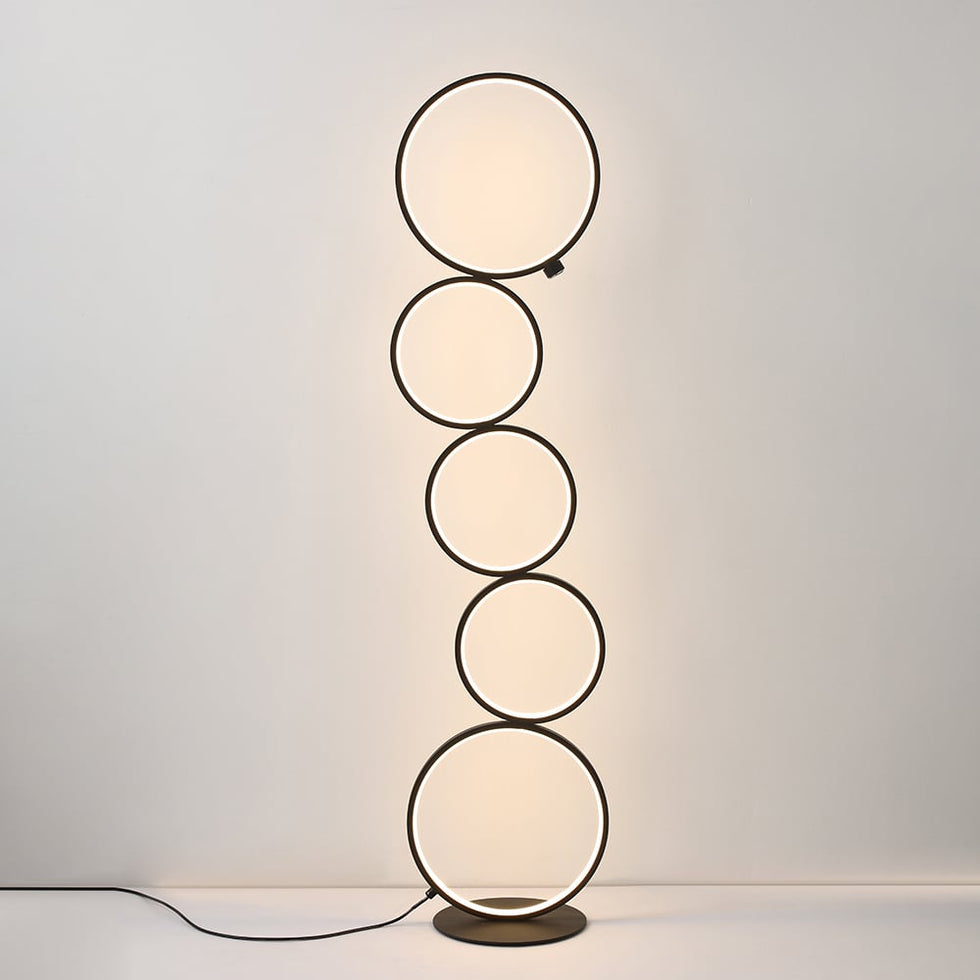 HMR - Multi-Head Integrated LED Floor Lamp 5-Ring Geometric Standing Light