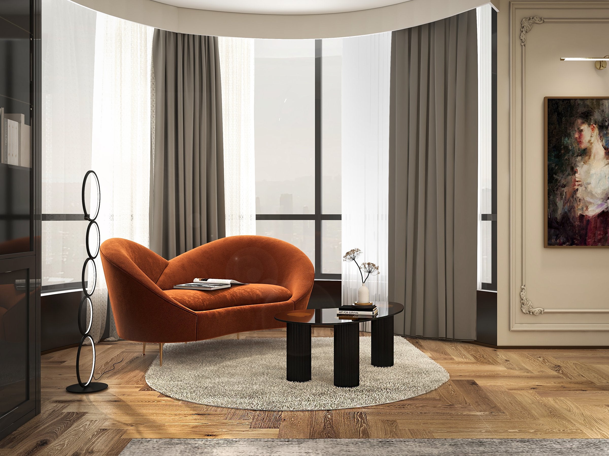 HMR - Multi-Head Integrated LED Floor Lamp 5-Ring Geometric Standing Light