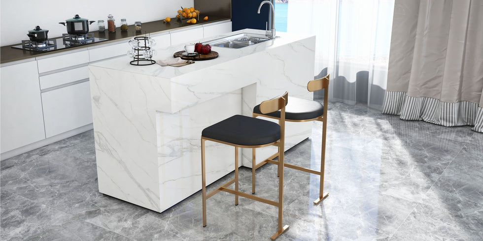 HMR - Modern PU Leather Counter Stools with Upholstery