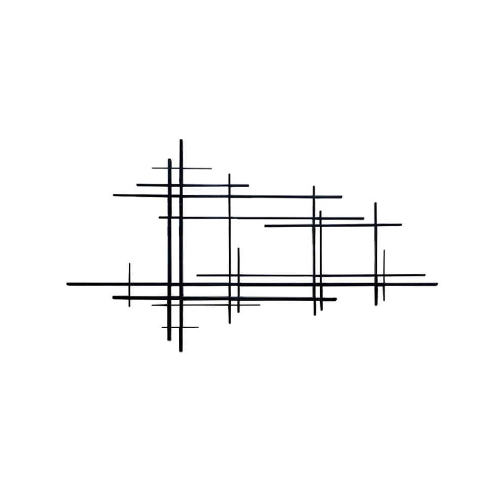HMR - 39" Minimalist Black Metal Wall Decor with Vertical Lines for Living Room,Office,Hotel