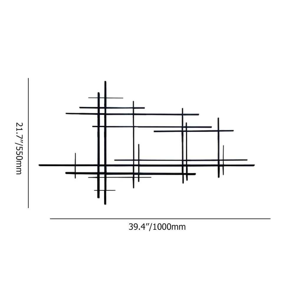 HMR - 39" Minimalist Black Metal Wall Decor with Vertical Lines for Living Room,Office,Hotel