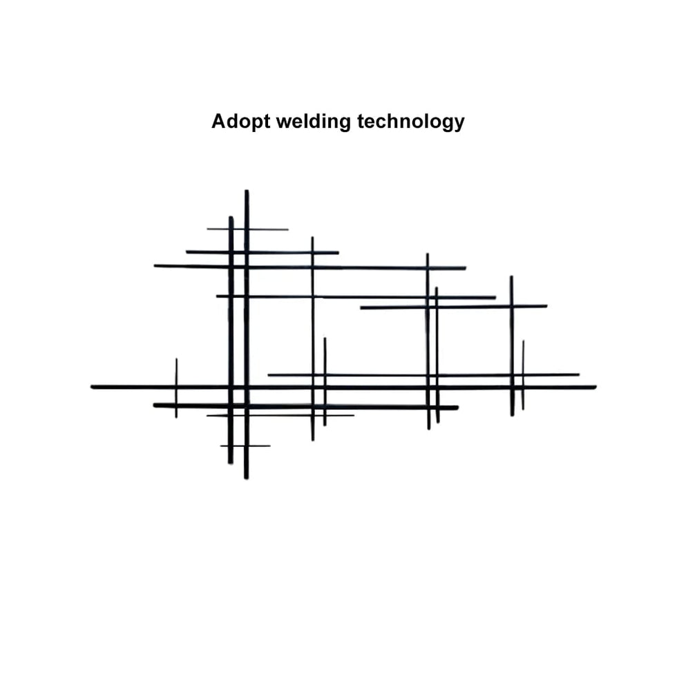 HMR - 39" Minimalist Black Metal Wall Decor with Vertical Lines for Living Room,Office,Hotel