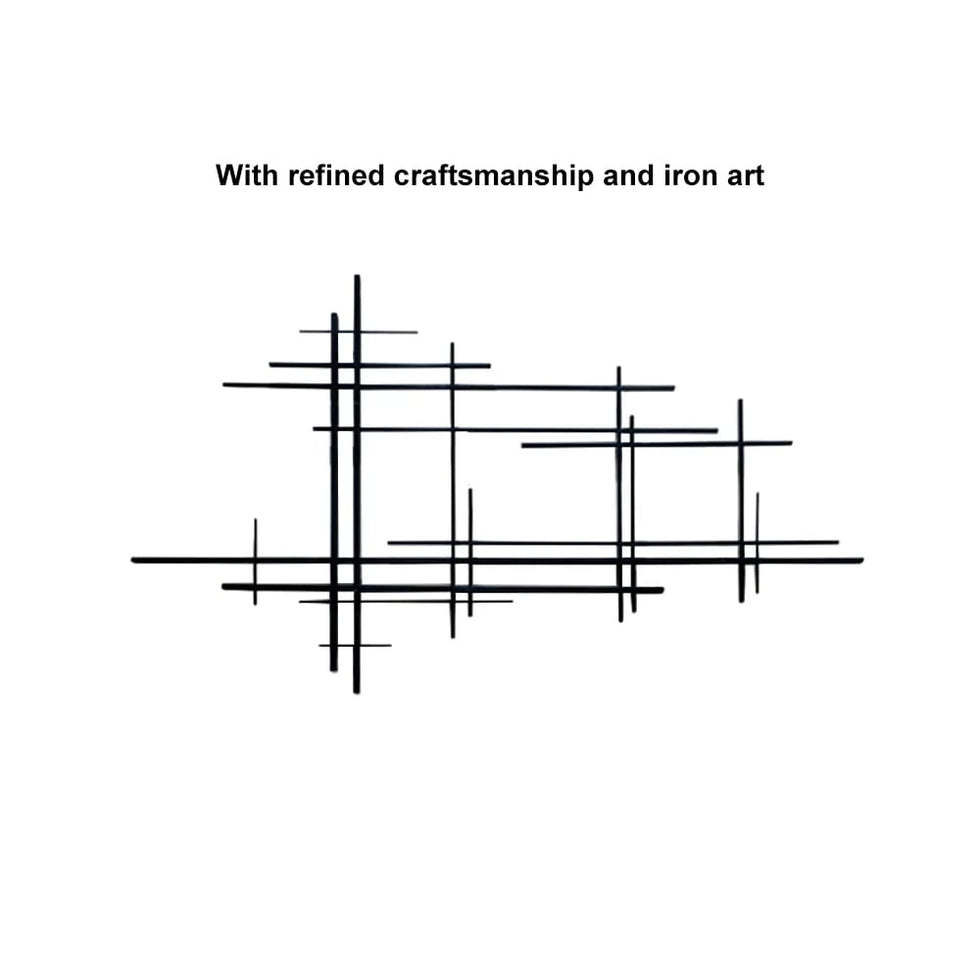 HMR - 39" Minimalist Black Metal Wall Decor with Vertical Lines for Living Room,Office,Hotel