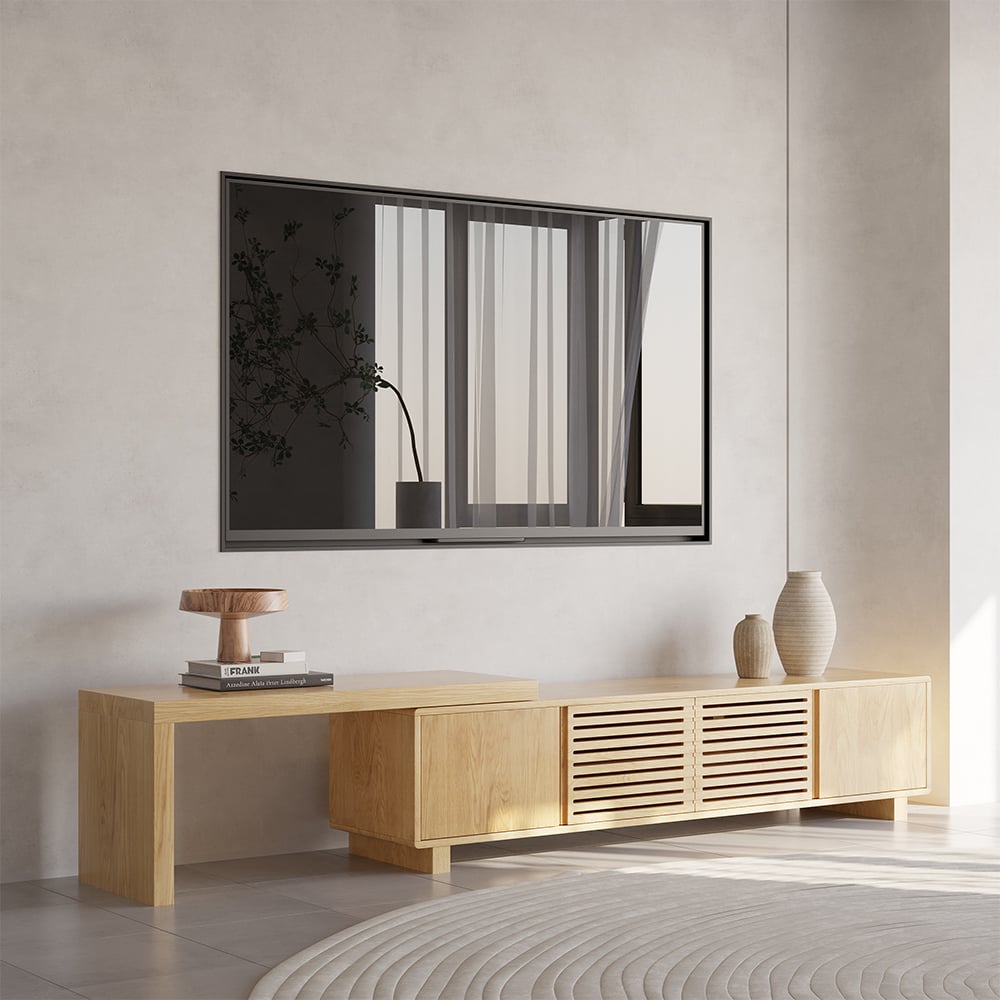 HMR - Extendable Grille-Inspired TV Stand with Storage (63"-83")