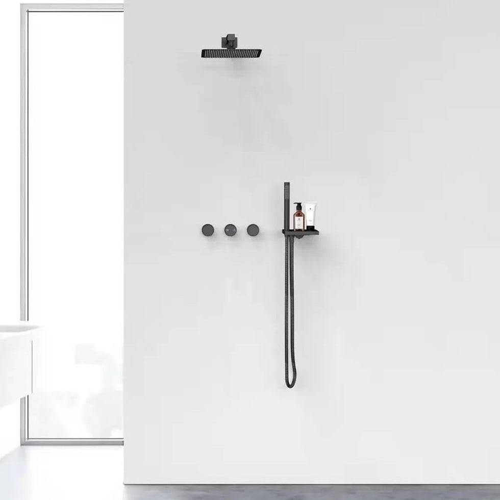 HMR - Wall-Mounted Double Functions Shower System with Standard Valve in Black