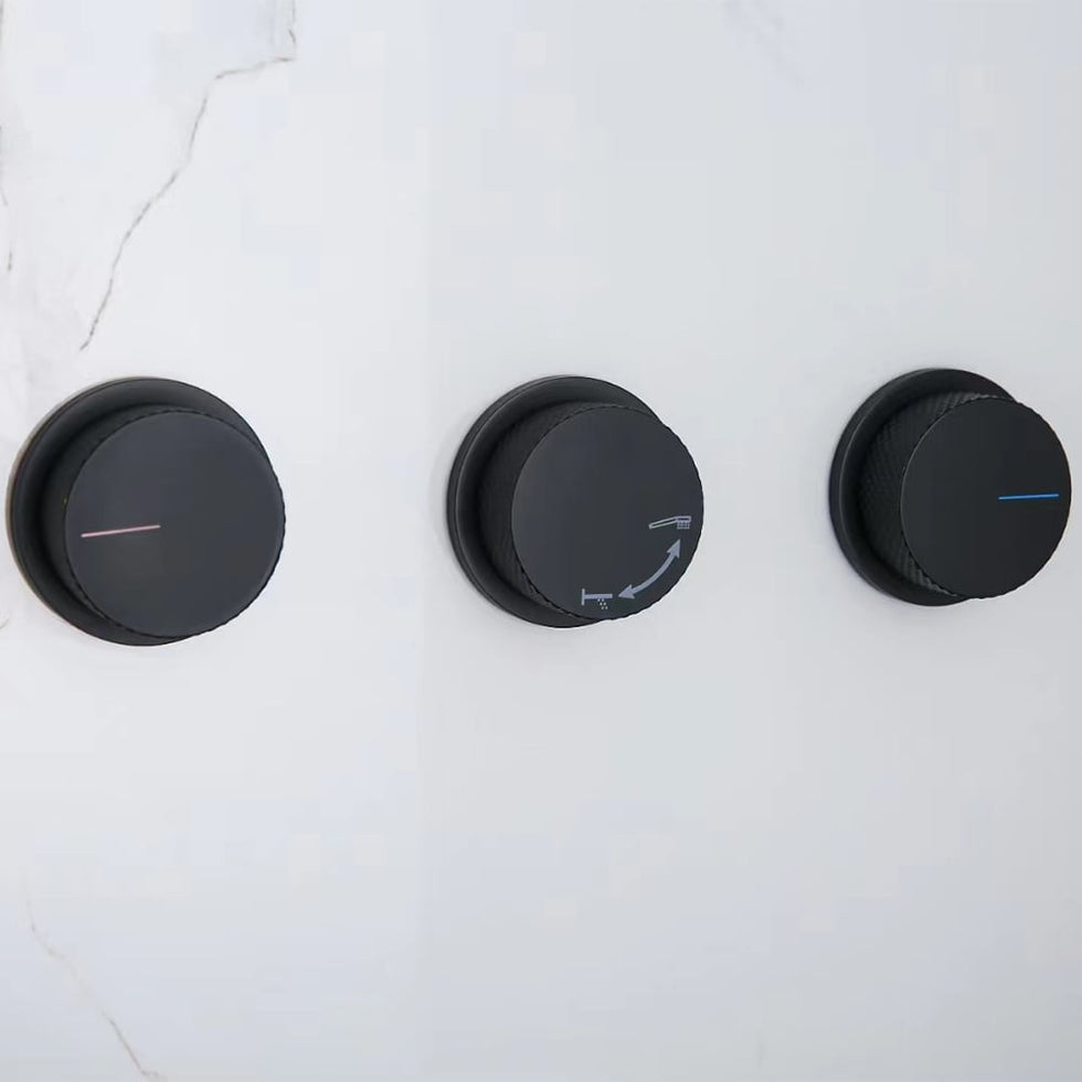 HMR - Wall-Mounted Double Functions Shower System with Standard Valve in Black