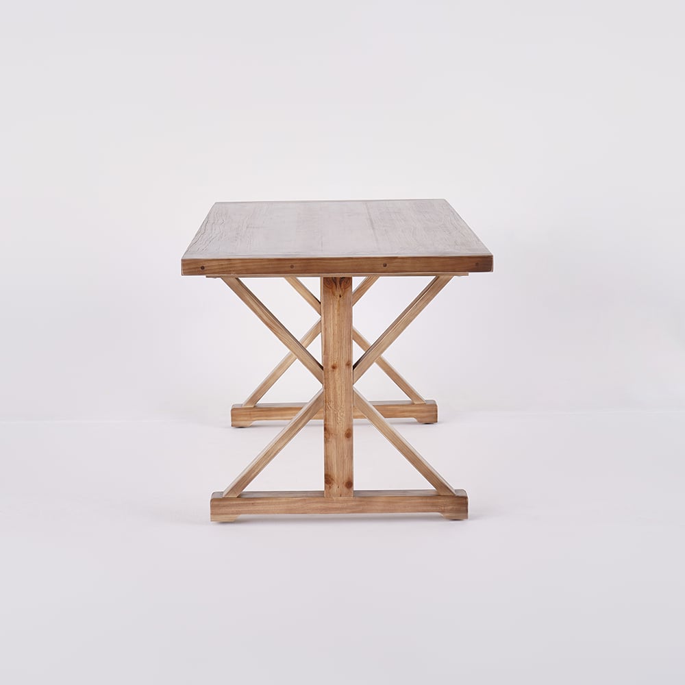 HMR - Vintage Style Rectangular Pine wood Farmhouse Desk