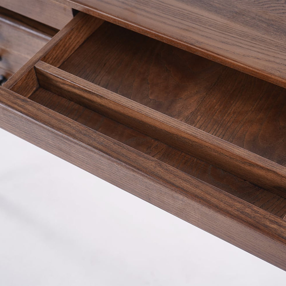 HMR - 55.1" Mid-century Style Walnut Ash Wood Home Office Desk with 3 Drawers