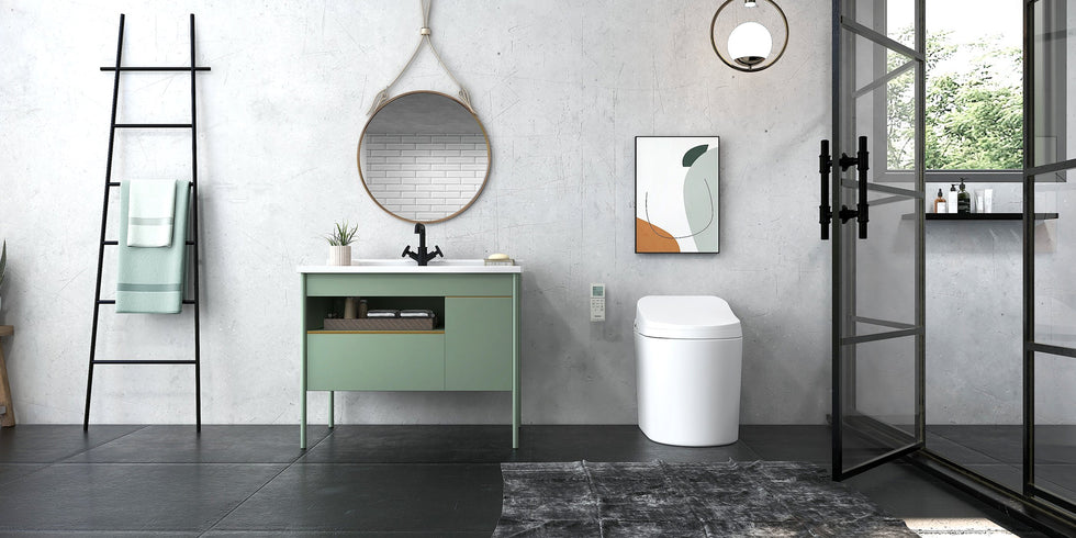 HMR - Compact Smart Bidet Toilet with Automatic Flushing 1.28 GPF