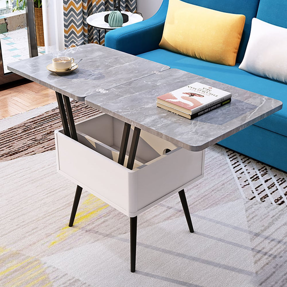 HMR - Lift Top Coffee Table with Storage MDF Top and Carbon Steel Base Extendable in Gray