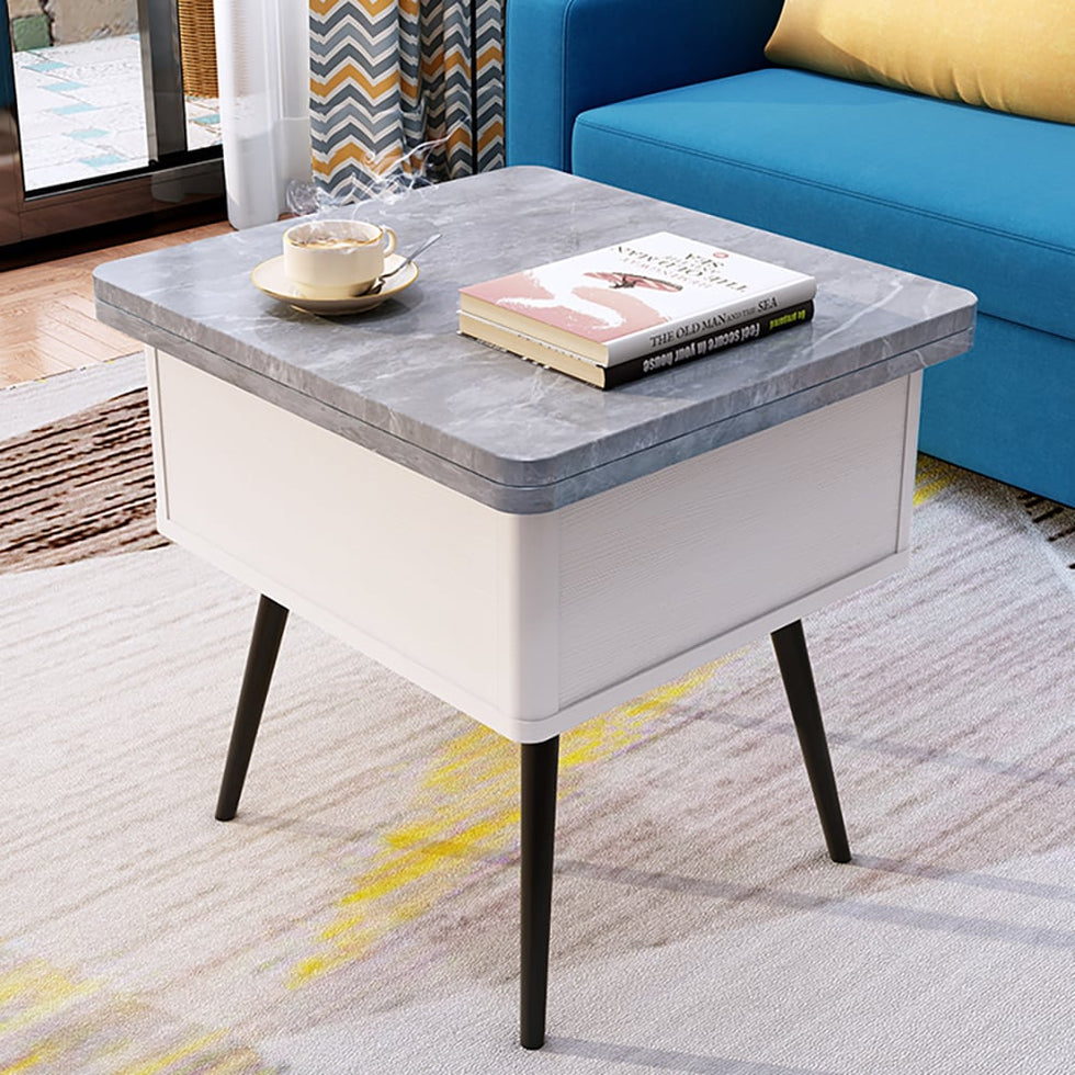 HMR - Lift Top Coffee Table with Storage MDF Top and Carbon Steel Base Extendable in Gray