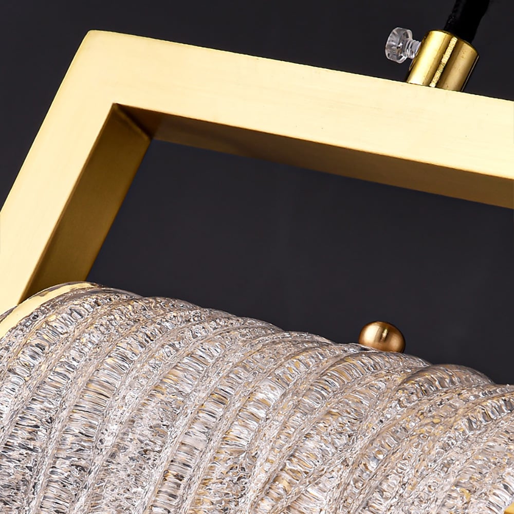 HMR - Modern Gold Pendant Light 1-Light Handmade Glass Waterfall for Bedroom and Living Room