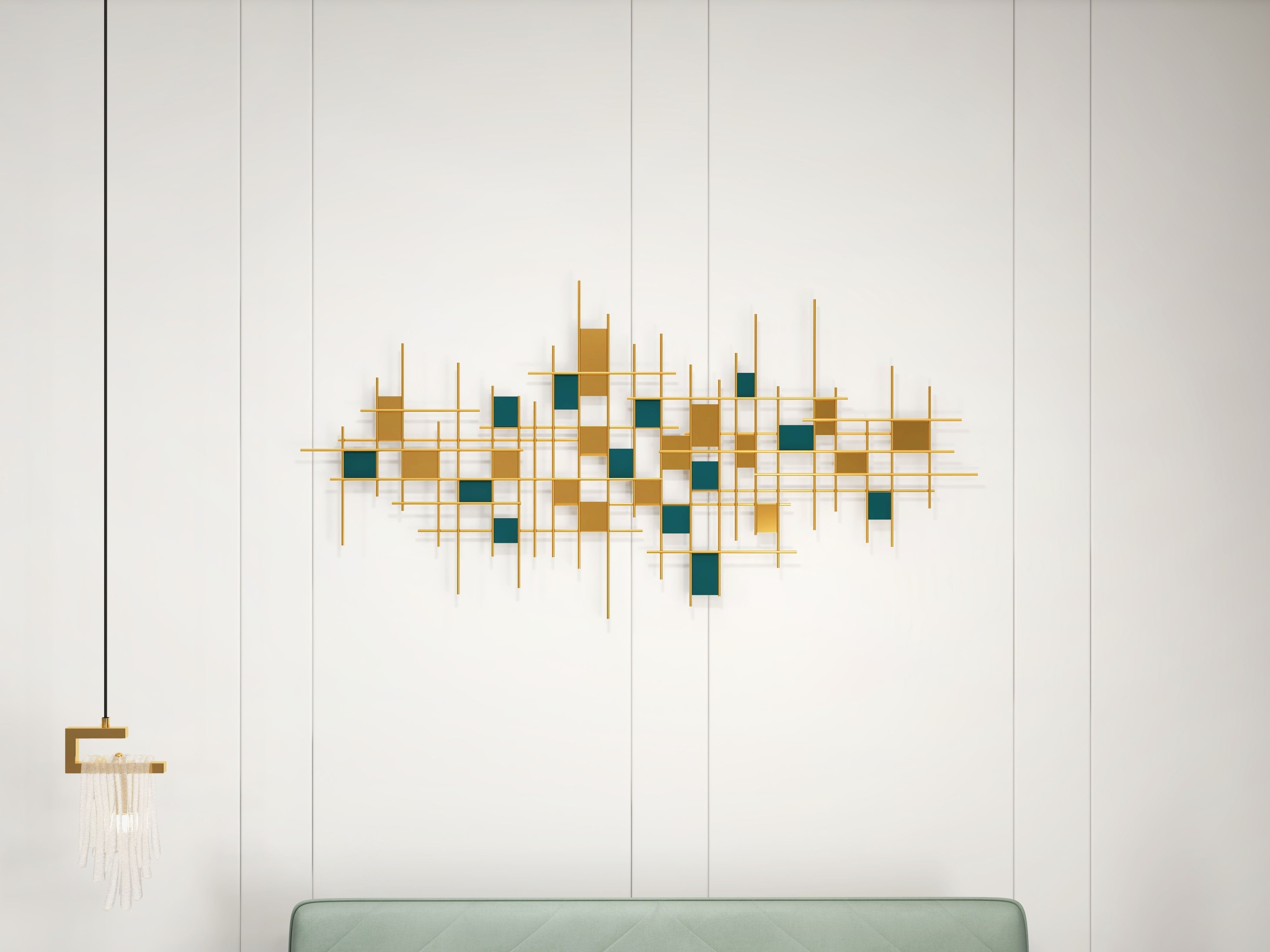 HMR - Modern Gold Pendant Light 1-Light Handmade Glass Waterfall for Bedroom and Living Room