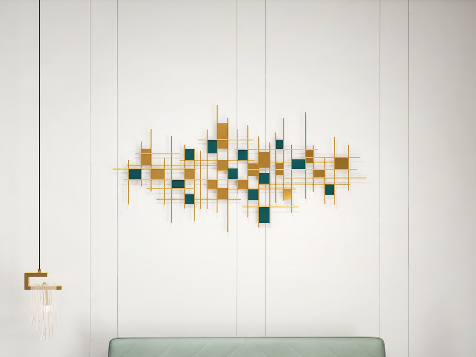 HMR - Modern Gold Pendant Light 1-Light Handmade Glass Waterfall for Bedroom and Living Room