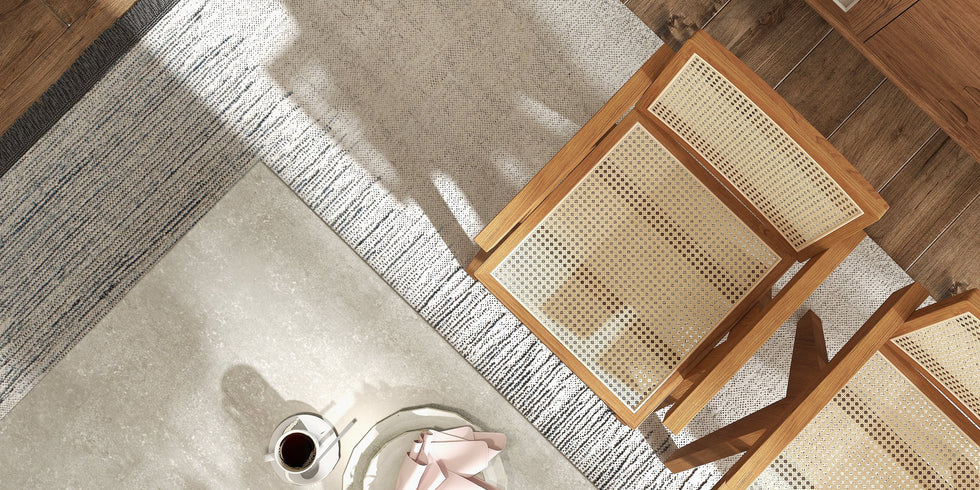 HMR - Archic Japandi Bleached Wood Rattan Dining Chair with Solid Wood Frame